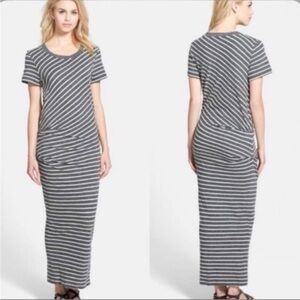 James Perse long striped grey maxi knit dress sz 2 original retail $235.00